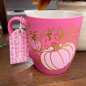 Pink Pumpkin Fall Halloween Metallic Gold Smooth Matte Soft Touch Mug NWT
